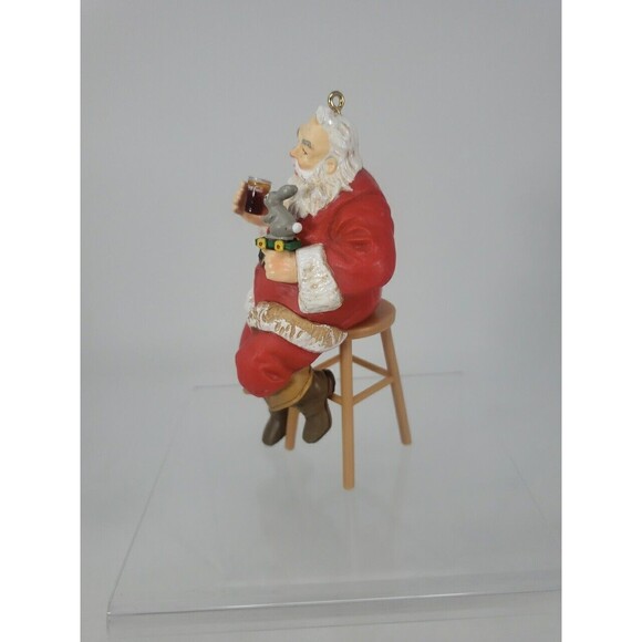 Coca-Cola Trim A Tree Collection 1947 Santa on Stool Ornament 1990 Vintage Coke - Picture 10 of 16